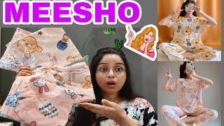 Meesho Night Suit Haul meeshohaulMEESHO RANDOM KOREAN NIGHTSUITS HAUL STARTING AT RS 220🔥 meesho [upl. by Nymzaj]