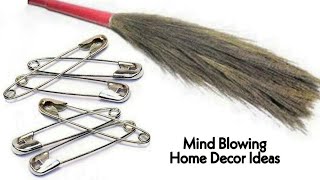 3 Superb Home Decor Ideas using Old Broom and Safety pins  DIY Crafts Ideas  Waste material craft [upl. by Brom51]