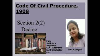 Section 22 Decree Definition of Decree CPC By CA Anjalicpcclatjudiciaryllb [upl. by Enieledam]