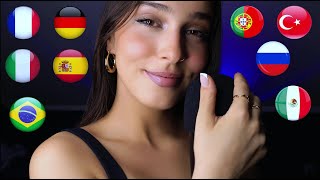 ASMR Whispers in Different Languages ear to ear whisper mic scratching trigger words [upl. by Remos]