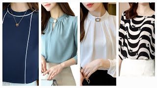 Office wear half quarter length sleeve blouse design ideas 2024 Gorgeous quarter sleeve blouse 2024 [upl. by Wilton]