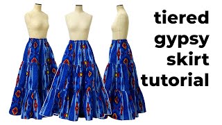 TIERED GYPSY PEASANT SKIRT TUTORIAL  PATTERN MAKING AND SEWING TUTORIAL  LA MODÉLISTE [upl. by Omle]