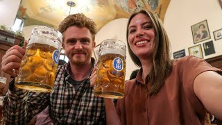 BAVARIAN BEER amp FOOD Tour in Munich Germany 🥨  Drinking in HOFBRÄUHAUS German Beer Hall 🍺 [upl. by Reece892]