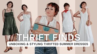 Thrift Finds Unboxing amp Styling Thrifted Summer Dresses from Thredup [upl. by Oirram]