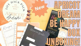 NEW Apricot Dream Be Happy Box Unboxing amp Flip Through  Happy Planner Undated Planner amp Stickers [upl. by Anirahtak]