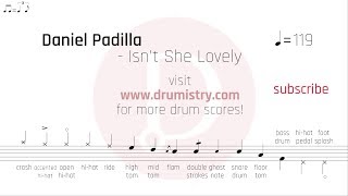 Daniel Padilla  Isnt She Lovely Drum Score [upl. by Ayrotal]