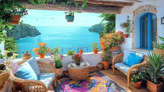 Tranquil Morning Summer in a Seaside Balcony Paradise  Smooth Jazz Music for Study Work and Relax [upl. by Grimaud]