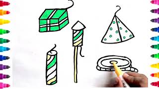 Happy Diwali Crackers Drawing and Coloring for Kids amp Toddlers  Fun Festive Art for Kids [upl. by Aisak183]