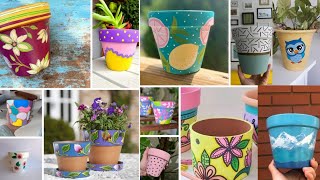 How to DIY Flower Pot Plant Painting Part 5 Pot Painting Idea Pot Painting Design [upl. by Scoville]