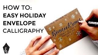 Holiday Envelope Calligraphy With a FREE Template [upl. by Ecneitap]