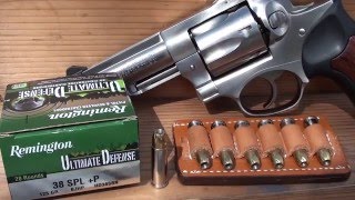 38P Remington Ultimate Defense Ballistic Gel Test GP100 [upl. by Aicenaj]