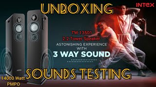 Intex 13501 22 Tower Speaker 14000 Watt PMPO Unboxing With Sound Testing [upl. by Colbye]