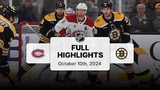 Canadiens at Bruins  October 10 2024  NHL Full Game Highlights [upl. by Dloreg994]