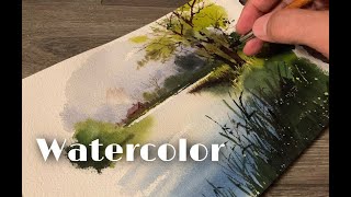 Simple Watercolor Painting Landscape [upl. by Oiramal343]