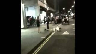 Man balancing on a bollard epic fail and faceplants floor  view from a tuck tuck [upl. by Nadbus]