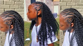 Fulani braids with curly crochet  trending hairstyle 2023 [upl. by Bard]