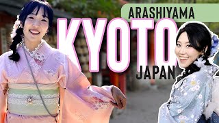 🇯🇵 KYOTO KIMONO TOUR EXPLORING ARASHIYAMA with YuggieTV [upl. by Kieffer]