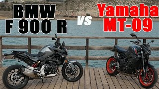 BMW F 900 R vs Yamaha MT09 naked middleweight sport bike shootout [upl. by Norrad618]