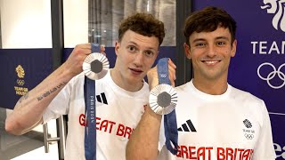 Tom Daley savouring special moment of son seeing him win Olympic medal 🗼 Paris 2024 Olympics [upl. by Ellimahs]