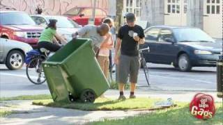 Man Disappears In Garbage Bin Prank [upl. by Nadeau253]