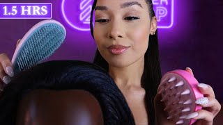 ASMR Relaxing Hair Play  15 HRS Scalp massage Hair brushing Oiling Scalp Scratching For Sleep [upl. by Berty]