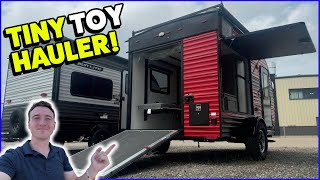 SUV Towable Tiny Toy Hauler is CRAZY Unique NEW 2025 Sunset Park 139T Travel Trailer RV Review [upl. by Yelsgnik]