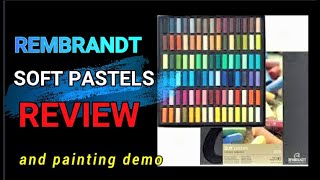 REMBRANDT SOFT PASTELS REVIEW and PAINTING A WAVE DEMO  OCEAN PAINTING SEA PAINTING see all steps [upl. by Vivie520]