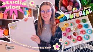 DIY Canvas Punch Needle Frame ✿ Working on Orders  Small Biz Haul ☻ Studio Vlog [upl. by Ariane]