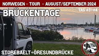 Brückentage  Storebaeltbrücke  Öresundbrücke  schöne Wohnmobil Stellplätze auf der Norwegentour [upl. by Euqinot]