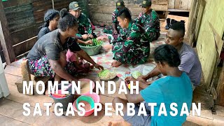 Momen indah kebersamaan Satgas Pengamanan Perbatasan masak dan makan bersama warga [upl. by Pall326]