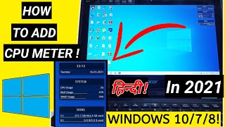 How To Add CPU Meter Gadget Windows 10  Easy amp Working Windows 1078  In Hindi 2021 [upl. by Ahsienad]