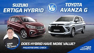 Suzuki Ertiga Hybrid vs Toyota Avanza G  Philkotse Spec Check w English subtitles [upl. by Nelda868]