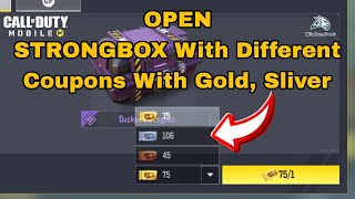 How to Open STRONGBOX With Different Coupons With Gold Sliver Cod Mobile [upl. by Latrena276]