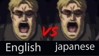 Zeke Scream  English Version VS Japanese Version  Attack on Titan Season 4 [upl. by Kirstin]