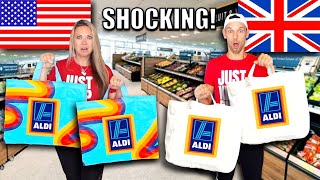 ALDI USA vs ALDI UK grocery SHOCKING price COMPARISON 🛒 USA vs UK food shopping 🇺🇸🇬🇧 [upl. by Ellynad]