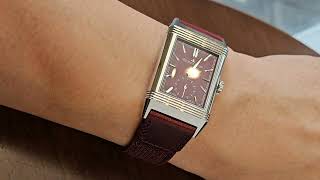 JLC Reverso tribute burgundy with fagliano canvas strap jaegerlecoultre jlcreverso [upl. by Walston]