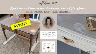 RELOOKING EXTREME MEUBLE  Relooker un vieux bureau en bois en style BOHO chic [upl. by Nauqe]