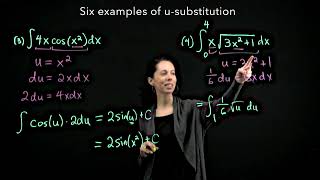 Six examples of u substitution Single Variable Calculus [upl. by Arral13]