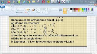 Les vecteurs géométriques  Vérification si un trièdre est directe non rétrograde [upl. by Etnoel563]