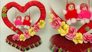 Fancy WOW  DIY Showpiece Making at Home  Handmade Things  Craft Idea 2018  Heart Showpiece [upl. by Anerbas]