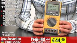 Digitales Multimeter quotVA18Bquot mit USBAnschluss und großem LCDDisplay [upl. by Annaeoj]