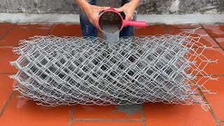 Detailed techniques for making plant pots from iron nets and cement DIY pots at home [upl. by Anaimad834]