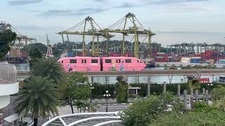 Sentosa Express Hitachi Smalltype Monorail Pink Trainset leaving VivoCity ➡️ Beach [upl. by Eade]