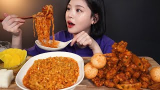 SUB광고60계 치킨 더매운고추치킨 순살 까르보 불닭볶음면 먹방  치즈볼까지 리얼사운드 CarboSpicy Chicken Noodles chicken mukbang ASMR [upl. by Gard]