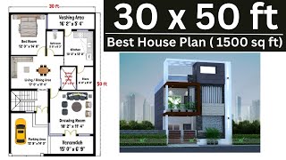 30x50 House Plan  30x50 House Design  30x50 House Plan With Garden  30x50 East facing House Plan [upl. by Bracci]