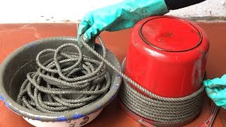 ROPES And CEMENT  Easy And Beautiful  How To Make Flower Pots [upl. by Season]