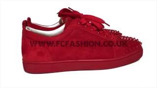 Christian Louboutin Mens Sneakers  Oeillet Red Louis Junior Spikes Flat Suede [upl. by Enyleve731]