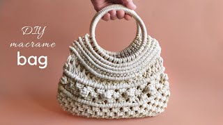 DIY Macramé bag tutorial macrame purse pattern step by step no music 7 [upl. by Kcirdehs887]