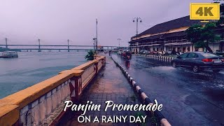 Panjim Promenade On a Rainy Day  Rain ASMR   4K Goa India Walking Tour [upl. by Quinta]