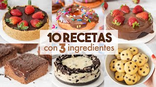 10 POSTRES con 3 Ingredientes SIN HORNO 🍫  Recetas Fáciles y Rápidas [upl. by Esorylime]